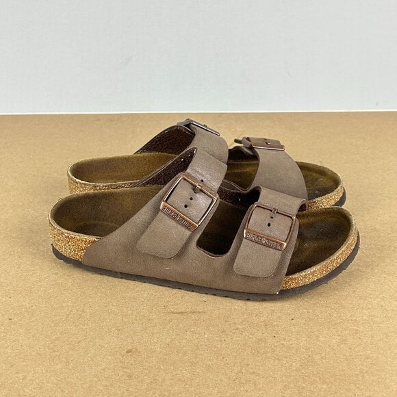 Birkenstock Arizona Two Strap Leather Sandals Kids 2 Brown Slide Casual Comfort - Picture 3 of 9